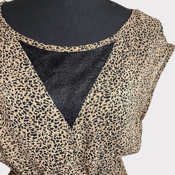 Mono B - Chiffon Animal Print Dress - Tan/Black - Size M - Picture 4 of 5
